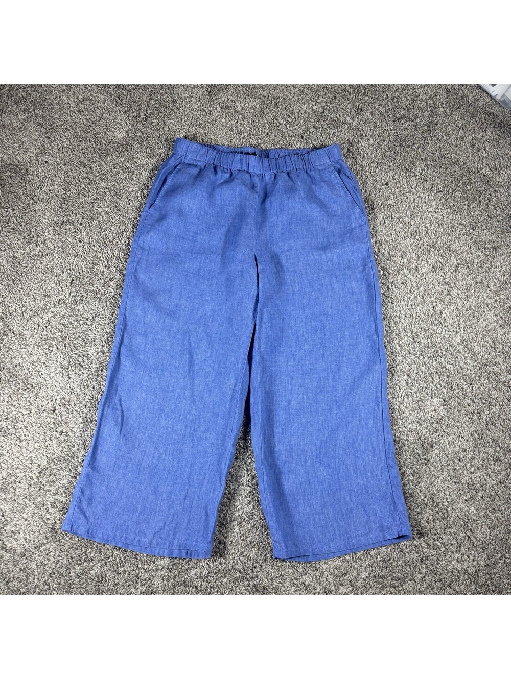 Eileen Fisher 100% Organic Linen Pull on Quiet Luxury Wide Leg Pants Size Medium
